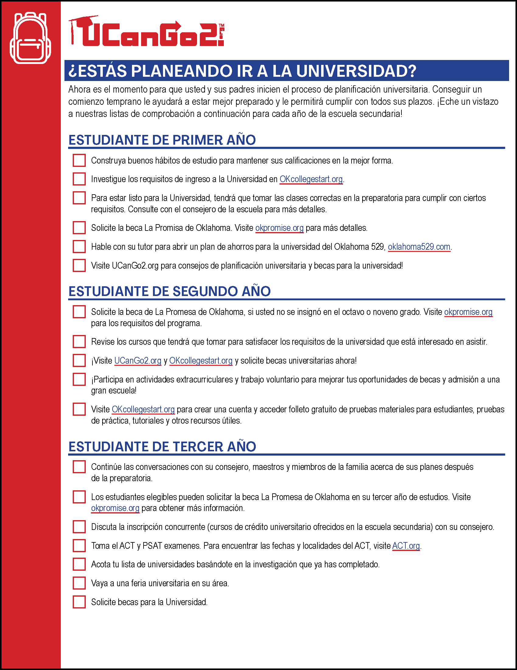 Spanish Checklist Page